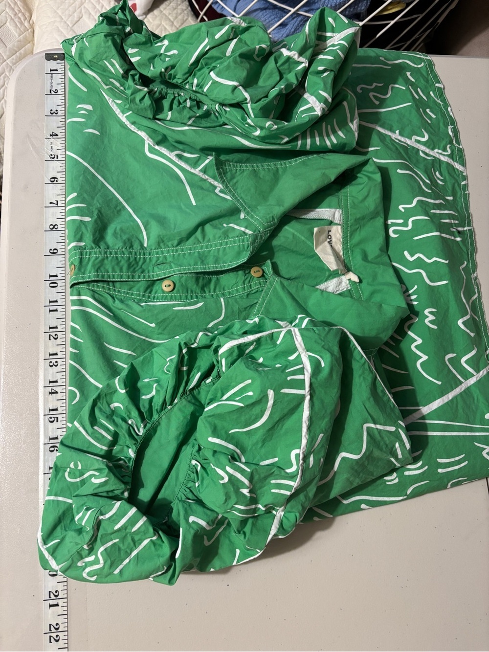 Lovebirds Top Size Large Green Relaxed Dopamine Maximalist Rare Dramatic Puff - Picture 9 of 10